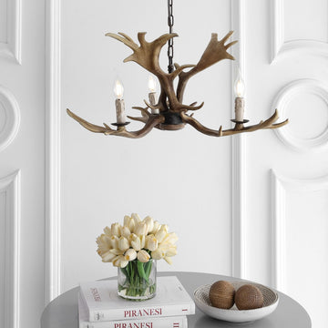 Eldora 27" Adjustable Resin Antler LED Chandelier - JONATHAN Y